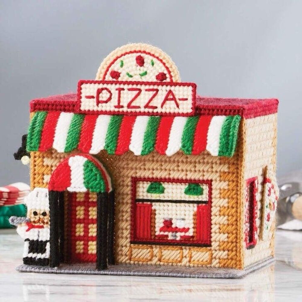 HERRSCHNERS Latch Hook Kit Pizza Shop Plastic Canvas Kit #2708680000 NWT Kit